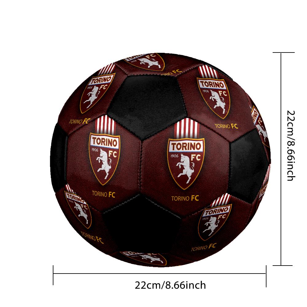 TAGLIA 5 Pallone da Calcio Torino FC Colorato Per Tutte le Età Cucito a Macchina PVC Pronto per la Competizione Resistente Alto Rimbalzo