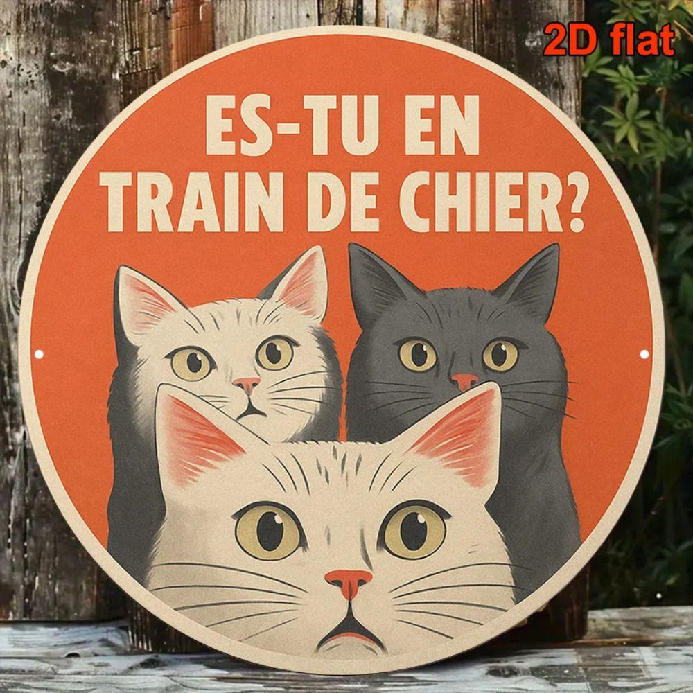 Metal Cat Wall Decor Tin Sign Gift For Friend 15x30cm Vintage Home Art