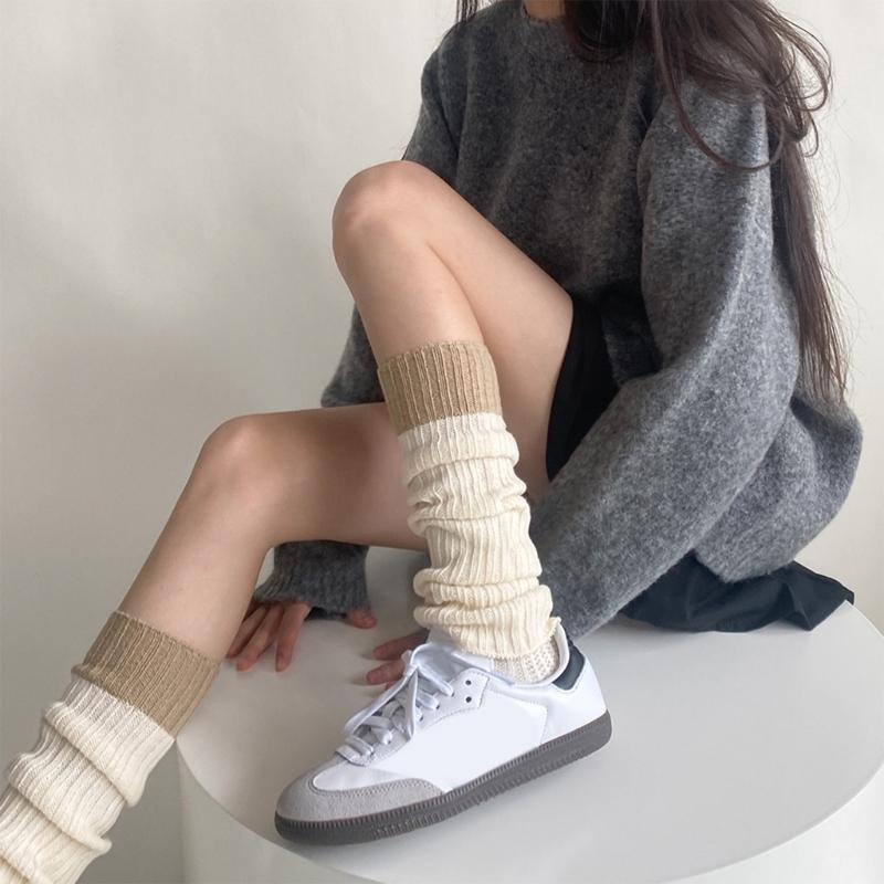 Campus Style Leg Warmers Gothic Knit Long Socks Leggings Gaiters Autumn Winter Cuffs Ankle Heaps Socks