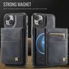 For iPhone 14 Case AUTSPACE A12 Leather Phone Case with Detachable Card Bag