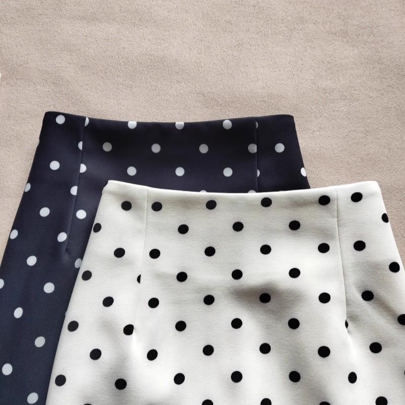 Retro Polka Dot High-Waist Midi-Rock für Damen - Elegant Schlankmachender Bodycon mit Schlitz