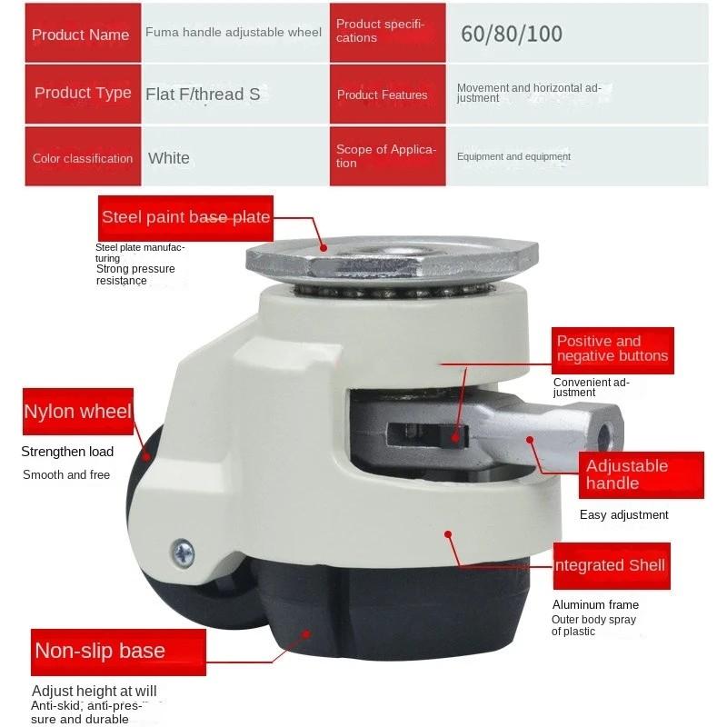 Stile Maniglia GD-40F/40S/60F/60S/80F/80S CARICO 500KG, Ruote/Ruote piroettanti per regolazione livello, Supporto Piatto Ruote per Carrello Manuale Industriale