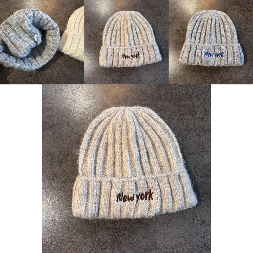 New York Lettering Knit Beanie Hat For Winter Warmth And Street Style