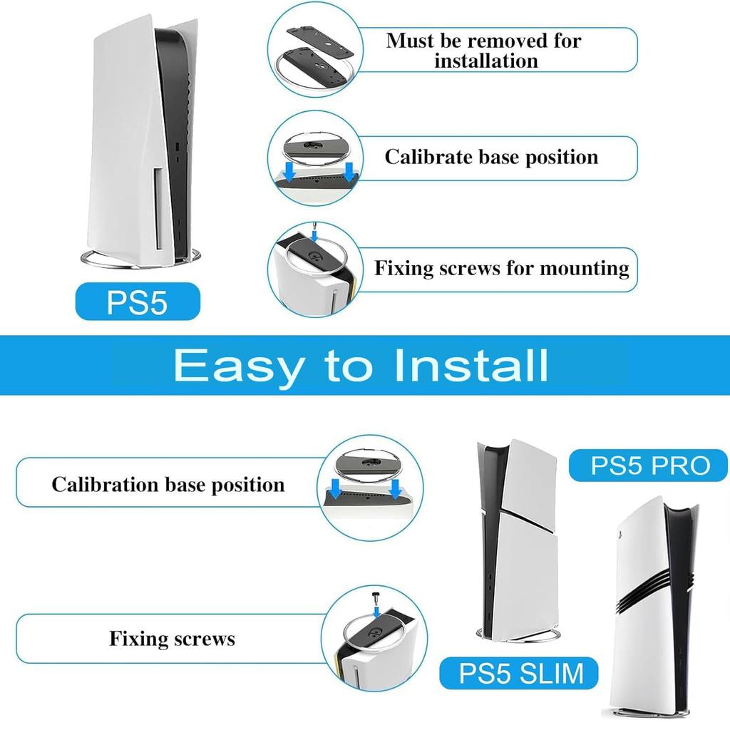 RDFJ PS5 Series Improved Heat Vertical Stand for PRO with All PS5 Stand, Space-Saving, Stable, Anti-Tip, Earthquake-Resistant, Scratch-Resistant,