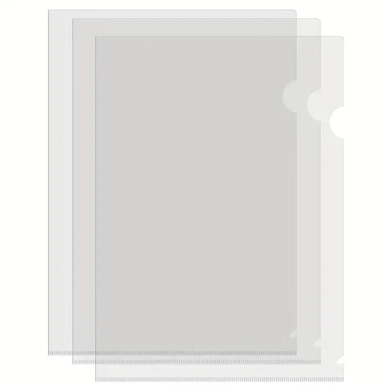 Transparent L-Shaped File Folders - Waterproof and Durable PP Document Bags for Office Organization and Reusable 10pcs A4
