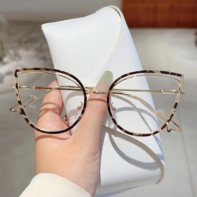 KAMMPT Oversized Cat Eye Glasses Women New Stylish Blue Light Blocking Optical Frames Trendy Sweet Fashion Vintage Decor Eyewear