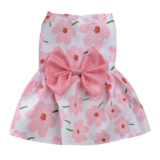 Pet Clothing Wrinkle-free Sweet Two-legged Charming Floral Print Small Dog Cat for Party
