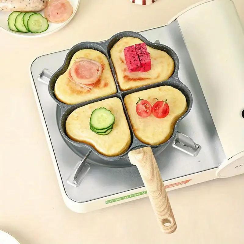 Home Frying Pan, Flat Bottomed Non Stick Pan, Wood Grain Handle, Breakfast Pan, Flat Bottomed Pan