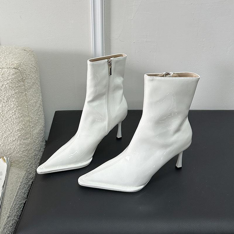 Moda Moda Szpiczasty Nosek Damskie Kostkę Nowoczesne Buty Damskie Cienkie Obcasy Buty Seksowne Panie Krótkie Buty Zamki Buty Szpilki