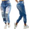 Womens High Waist Slim Fit Jeans Ripped Distressed Denim Pants Streetwear