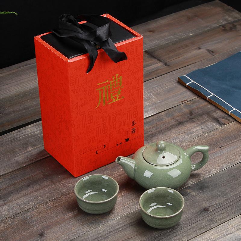 Mid-Autumn Festival Ge Kiln Ru Kiln Gift Box Tea Set Company Activities Companion Gift Annual Meeting