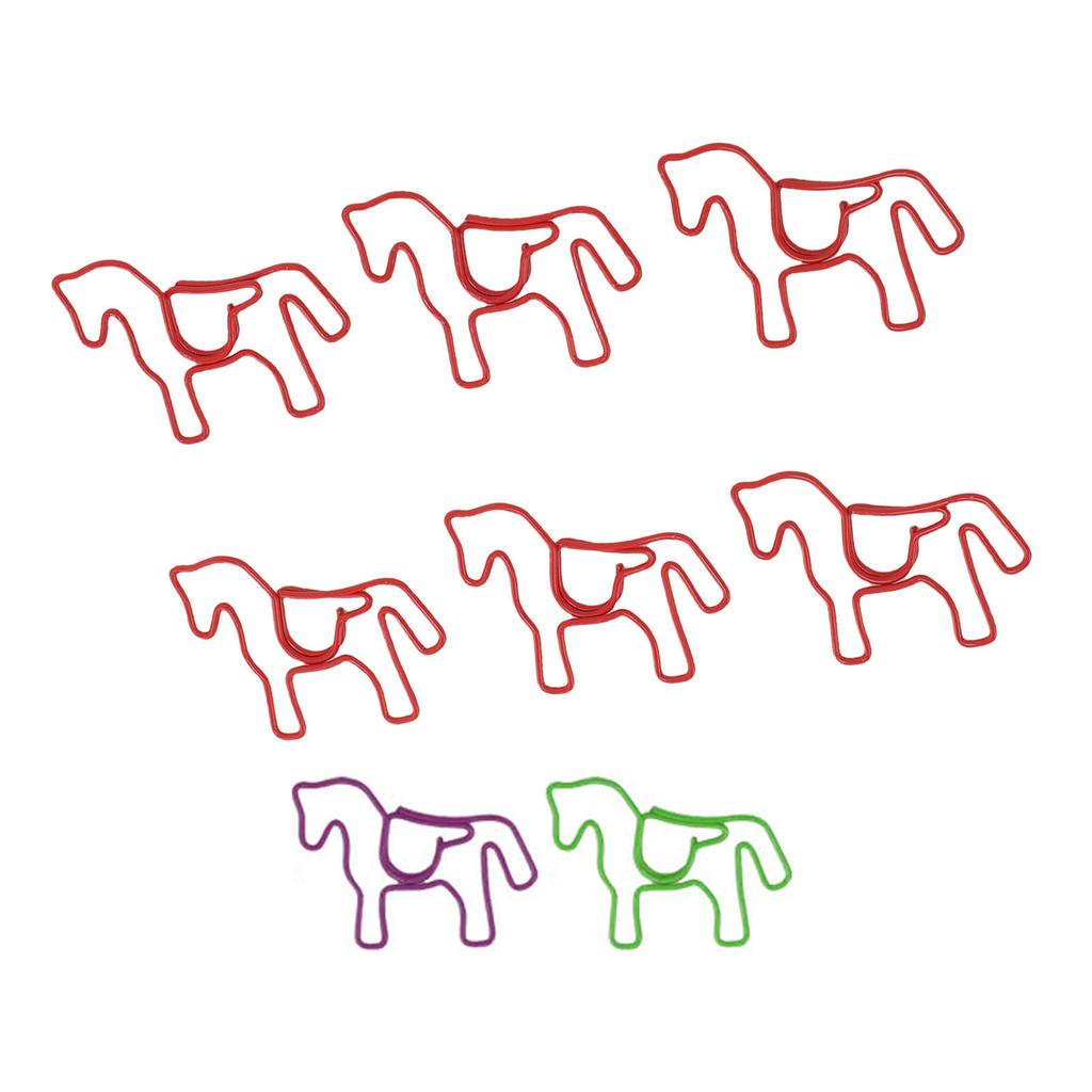 100PCS Horse Shaped Paper Clips Cute and Interesting Bookmark Clips for Office Documents Craft Makin