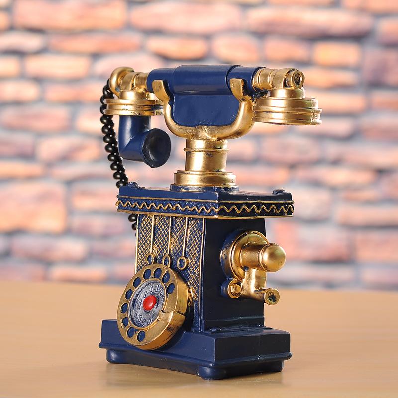 Vintage Telephone Model Piggy Bank Old Style Telephone Resin Sculpture European Home Decoration Desktop Ornaments Accessories