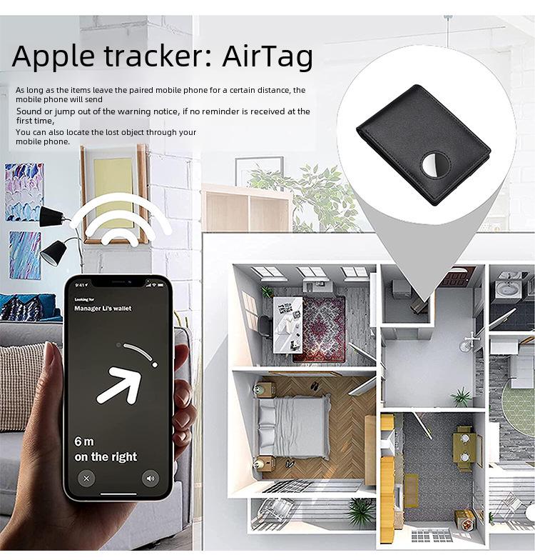 Herren-Geldbörse aus echtem Leder mit Airtag-Halter – Diebstahlsicherer Dollar-Clip