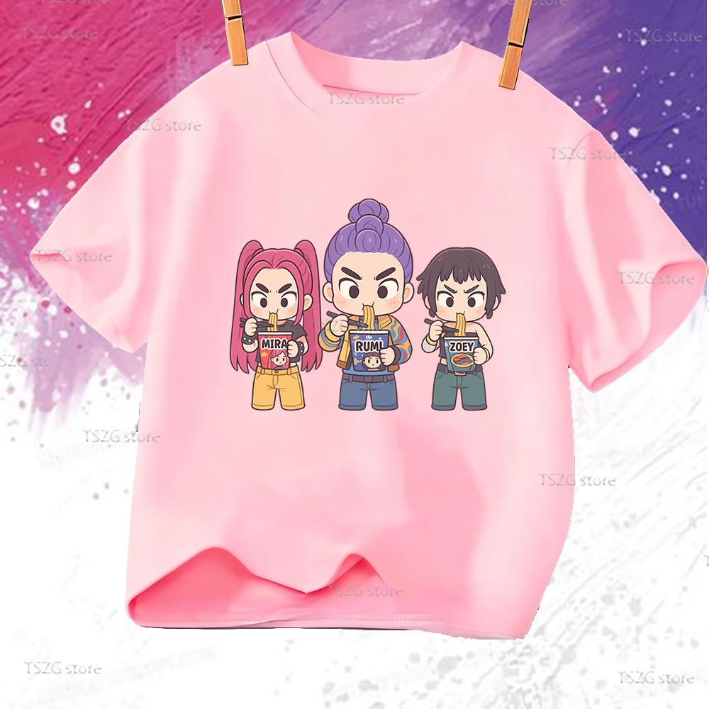Boys Tee Girl Clothes Movie Cartoon Kid T-shirt KPop Demon Hunters Print Fashion Casual Summer Short Sleeve Tops