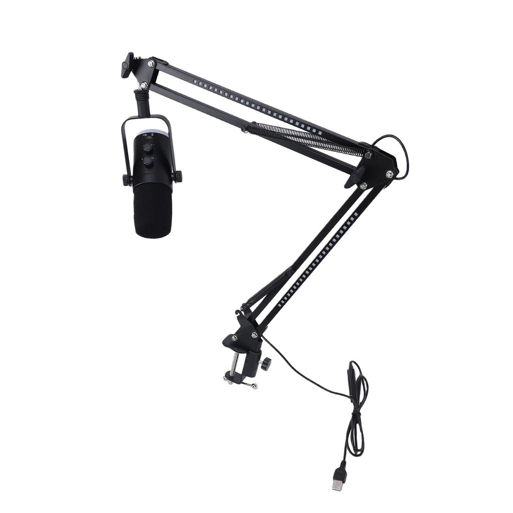 Gaming USB Microphone for PC Dynamic RGB Noise Cancellation Condenser Mic with Boom Arm for Strming Podcast