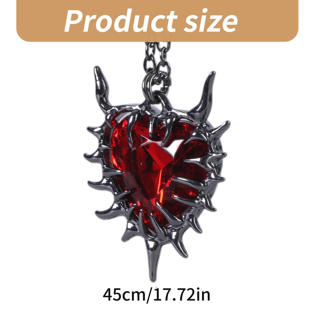 Thorns Heart Pendant Necklace with Crystal Embellishments Fashionable Clavicle Chain Elegant Neckchain for Women