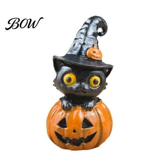 Mehrstöckige Schale Herbstdekorationen Halloween Schwarze Katze & Kürbis Harzornamente, Niedliche Schreibtischfiguren, Kreatives Geschenk für Liebhaber Cartoon Und Statue