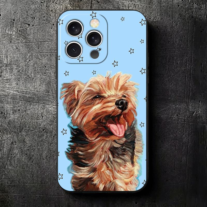Yorkshire Terrier Dog Soft Phone Case for iPhone 16 16E 17 Air 15 Pro Max 14 Plus 13 Mini 11 12 7 Black Cover Back Shell