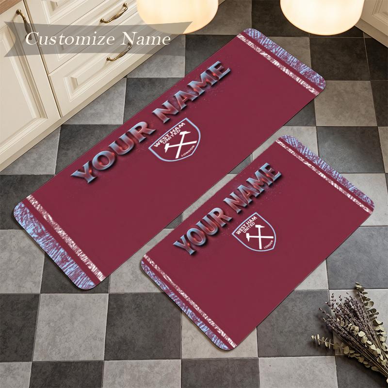 West Ham United F (1) Personalisierte Flanellmatte Anti-Rutsch Küchenbodenmatte für Heimküchen-Dekor Geschenk
