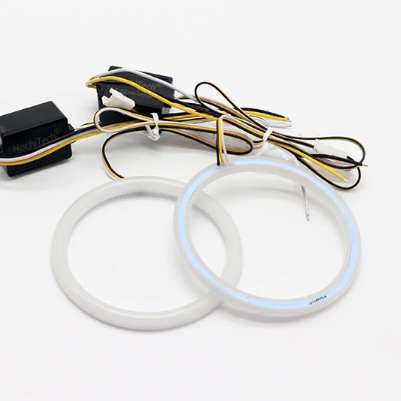 2pcs SMD Cotton Light LED Angel Eyes White and Yellow DRL Kit 85 90 95 100mm 105mm 110mm 115mm 120mm 126mm 140mm 131mm 146mm 158