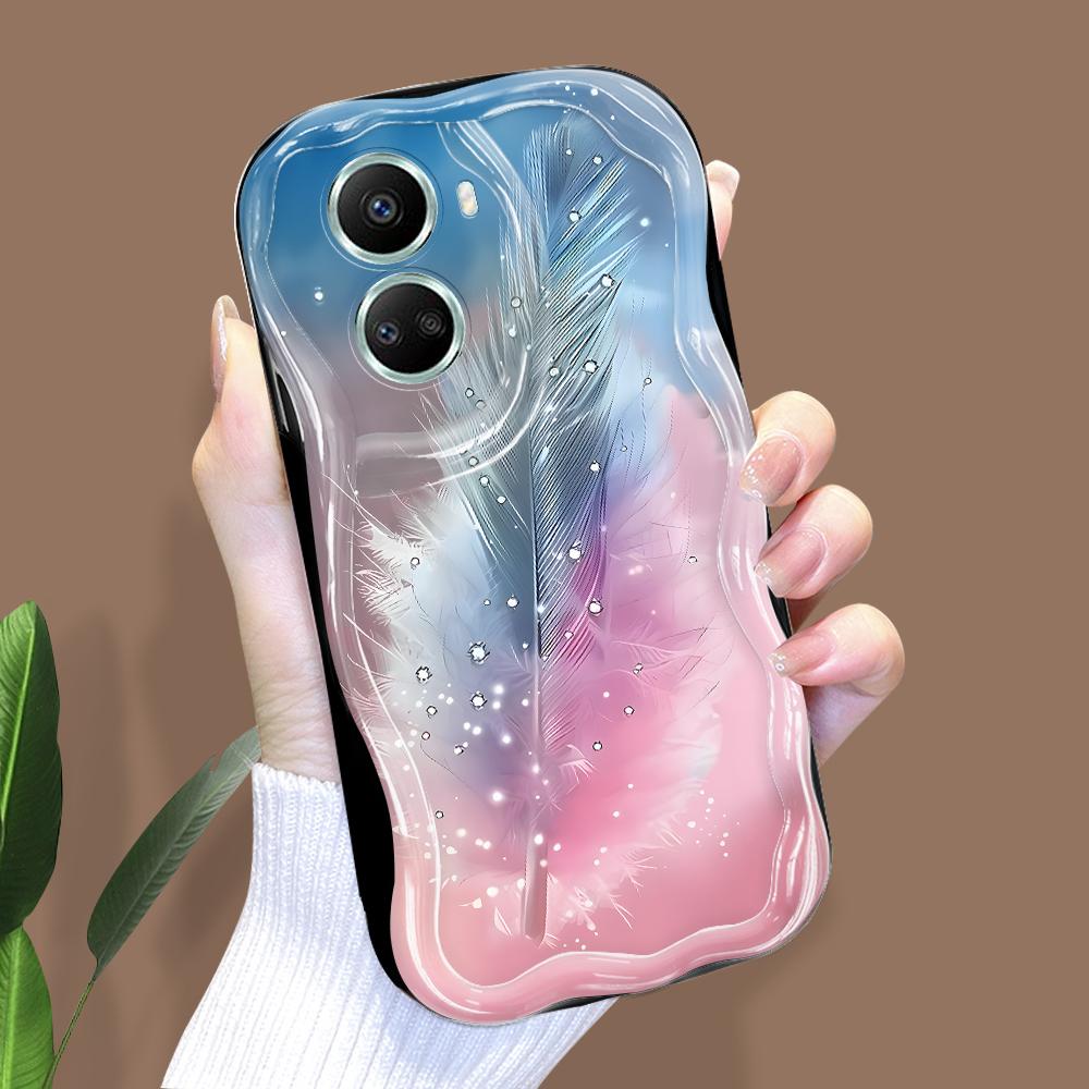 Dla Honor 90Lite X6B X8 Infinix Hot 30 40i 40Pro Smart8 Vivo V27 V29e V30e Moto G84 Modna Dziewczyna Kremowa Tekstura Miękki Silikon Pełna Ochrona Obiektywu Etui