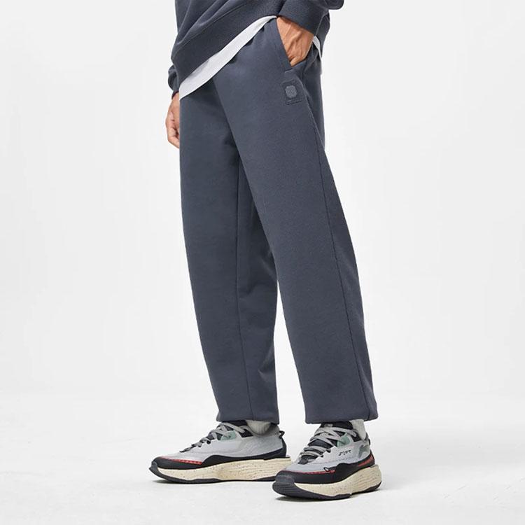 Li Ning China Color Series Solid Mid-Waist Tapered Knit Sports Pants Men Pants Cool-Sand-Black AKLT955-2