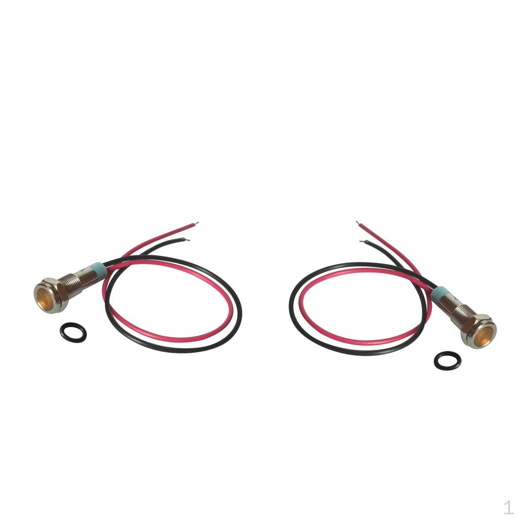 

2pcs 6mm LED Metal Indicator Light Waterproof Signal Dash Lamp 6V Yellow Brass 0.7 x 0.3inch
