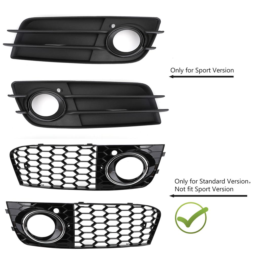 Pair Honeycomb Mesh Fog Light Open Vent Grill Intake 8KD807682 8KD807681 Fit for A4 B8 2009-2012