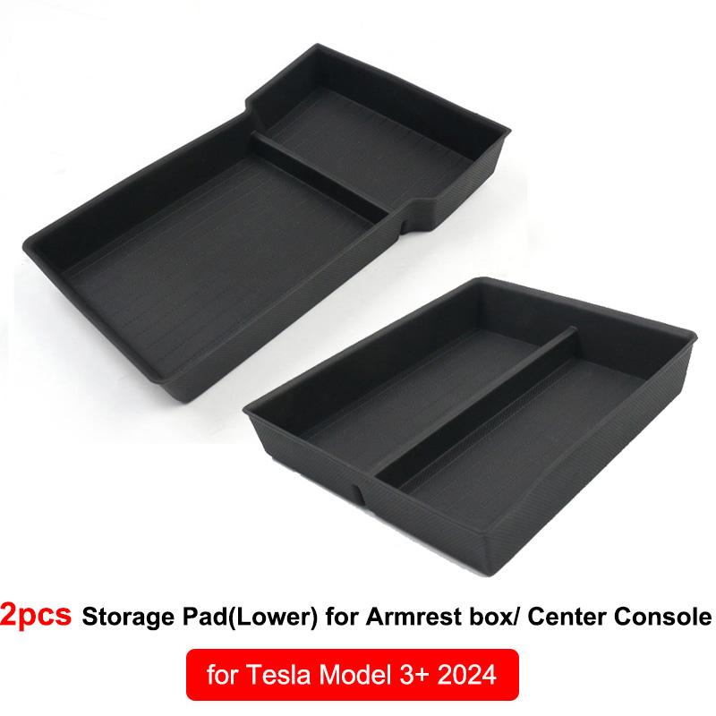 For Tesla Model Y Juniper 2025 Center Console Storage Organizer Box Tray Model 3 Highland 2024 Armrest Box Hidden Accessories