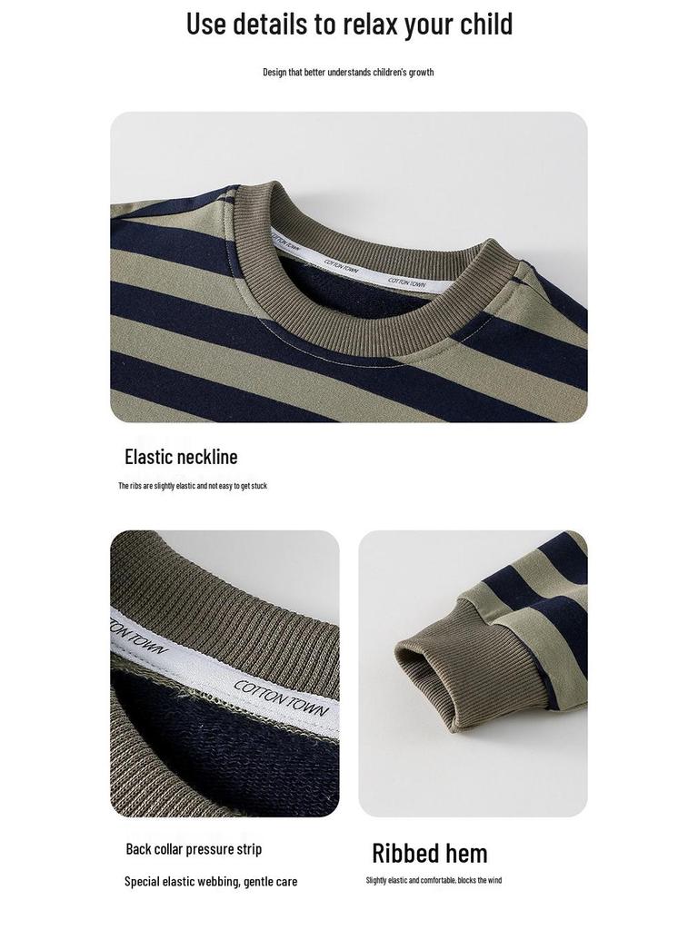 Pillingresistenter Baumwoll-Kinder-Strickhoodie mit Streifen - Lässiges Frühjahrs-/Herbstoberteil für Jungen und Mädchen
