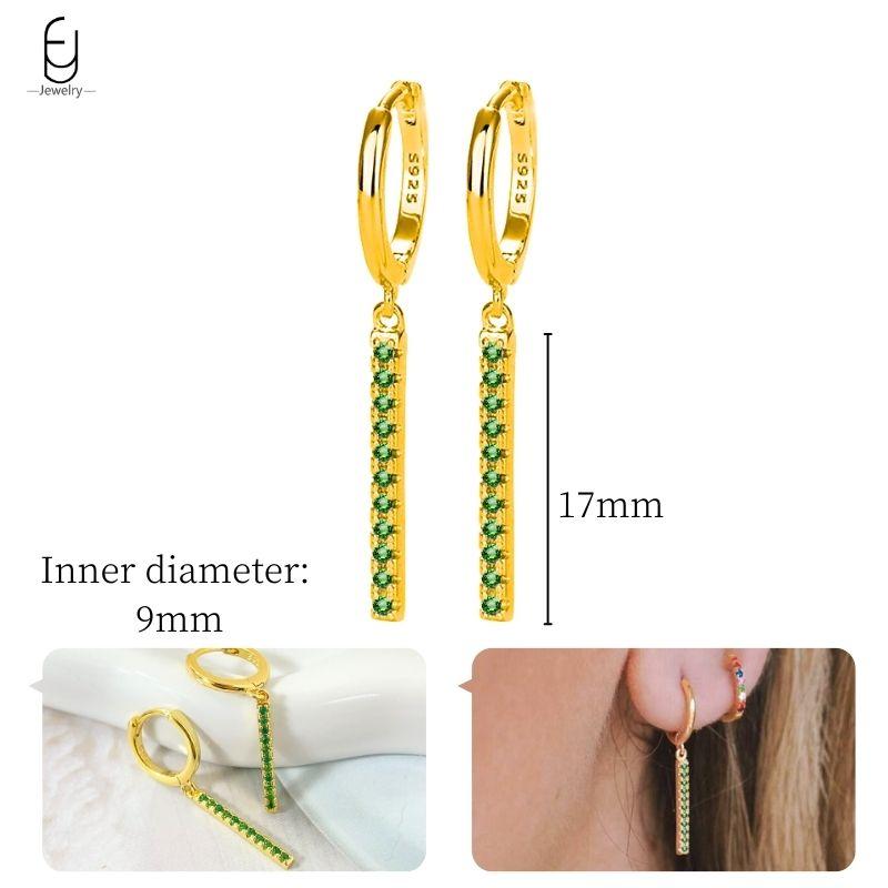 925 Silbernadel Grüne Zirkon Gold Ohrringe Herz Creolen für Damen Zarte Steckerohrringe Luxuriöser Schmuck Geschenke