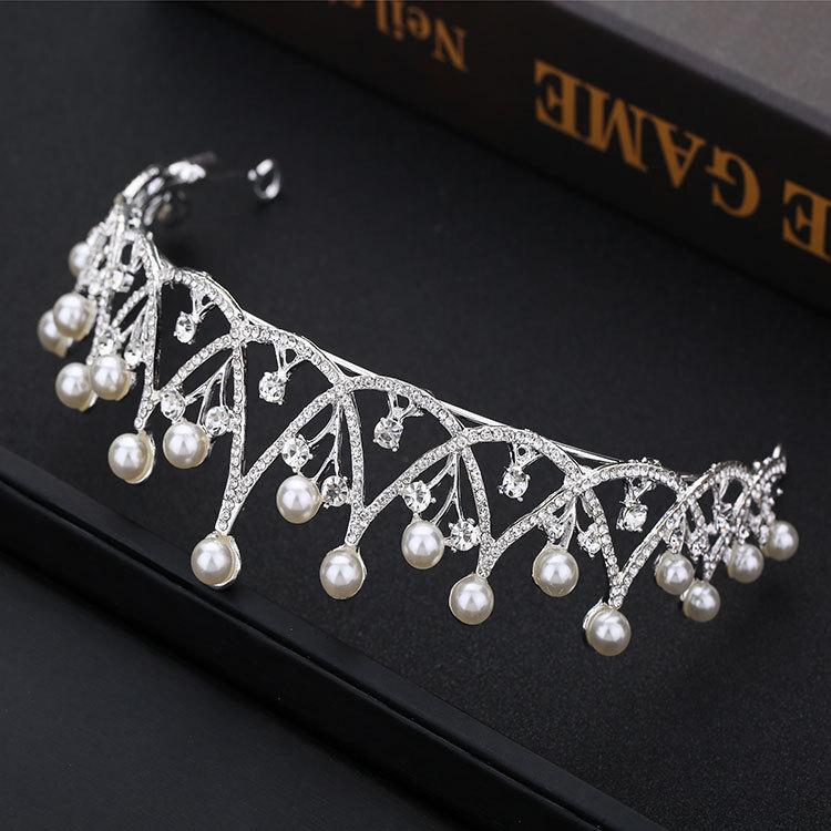 Crown Tiara for Adult Brides Elegant Wedding Crown  New Korean Wedding Accessories  Princess Birthday Headband