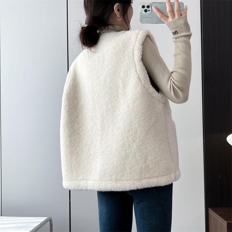 Vest for Women Cotton Autumn Winter Sleeveless Tops Vest Thickened Casual Round-neck Vest
