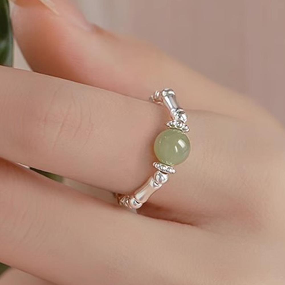 PANJBJ 925 Sterling Silve Multicolour Bead Ring for Women Pearl Elastic Sweet Romantic Design Jewelry Gift Dropshipping