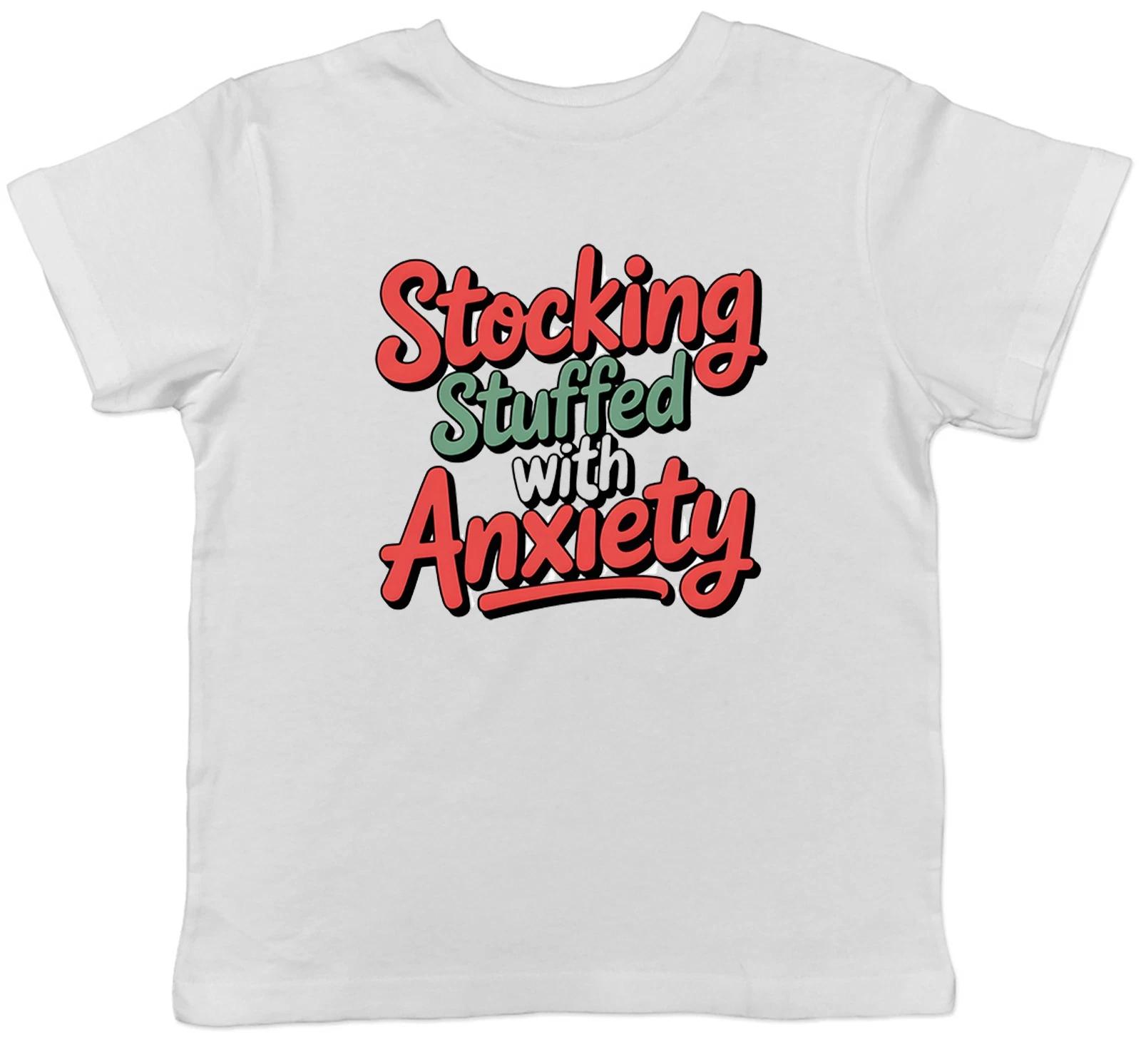 Stocking Stuffed with Anxiety Funny Christmas Kids T-Shirt Boys Girls Gift 140