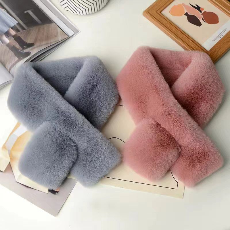Scarf Warm Double-sided Fur Collar Scarf Simple Imitation Rex Rabbit Lady Winter