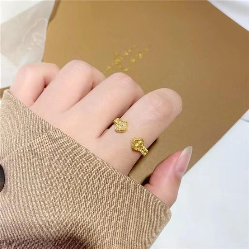 Floral Unique Design Adjustable Ring Brass Gold Plated Perfect For Wedding Gifts