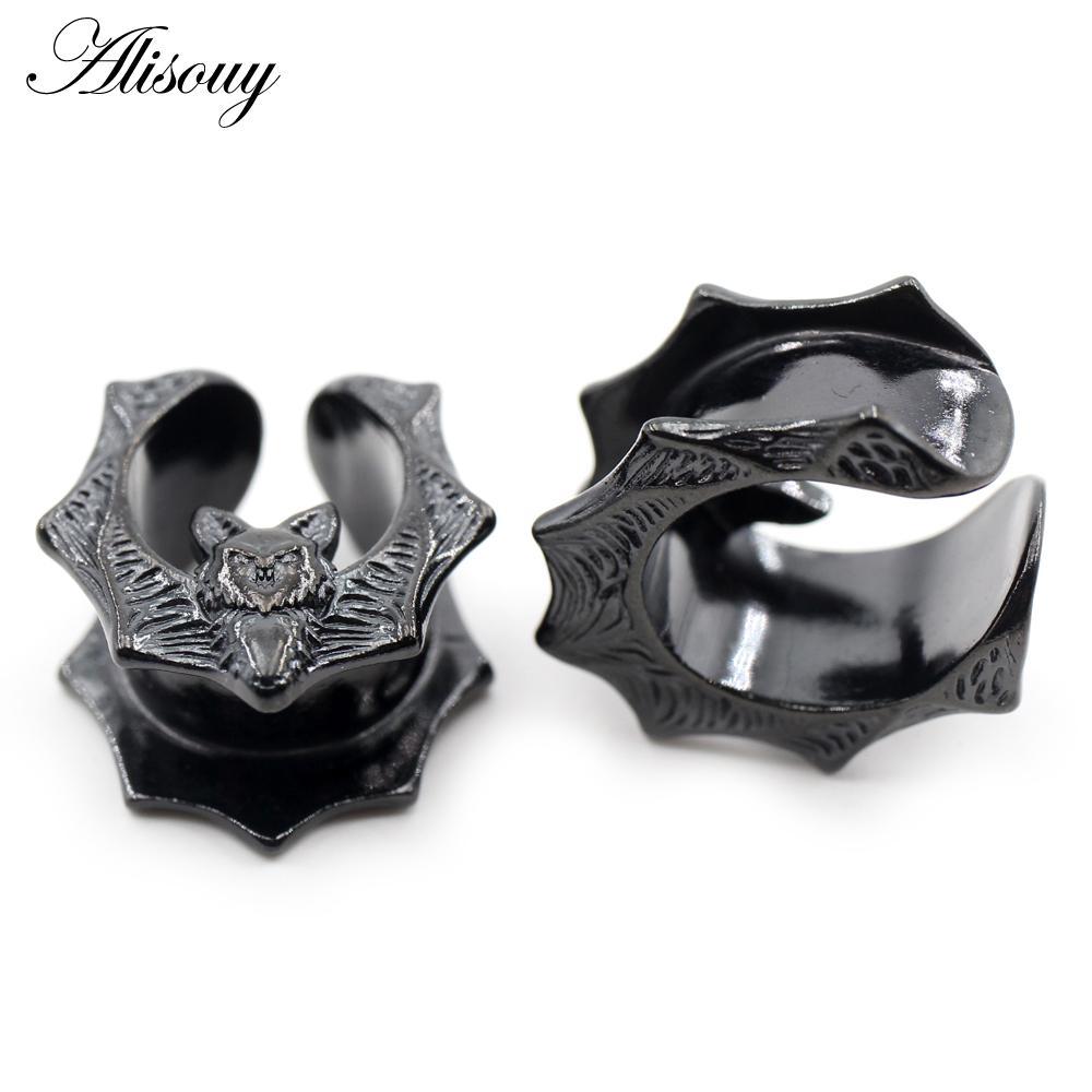 Alisouy 1PC Copper Alloy Casting Animal Bats Saddle Ear Tunnels Plugs Expander Stretcher Gauges Earrings Piercing Body Jewelry