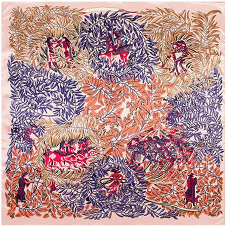 

90 см*90 см 2023 Роскошный бренд Цепочка-веревка Печать Женский шелковый платок 7 цветов Большой размер Женские весенне-летние шали Девочка Покрывало