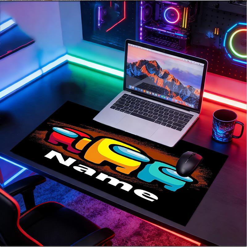 Custom Name Personalized Among Us Pattern Mousepad, Laptop PC Desk Mat, Decorative Desk Mat for Home Keyboard Pad Gift