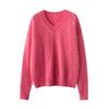 Versatile Cashmere Silk V-Neck Brushed Solid Color Loose Knit Pullover Sweater