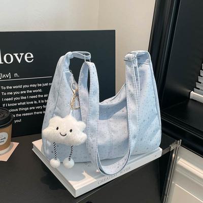 Korean Niche Star Printed Shoulder Bag Korean Largecapacity Messenger Bag Casual Pleated Commuter Fresh Tote Bag
