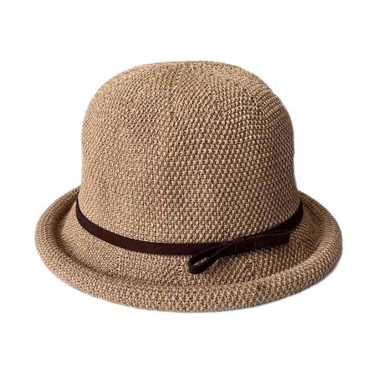 Spring and summer sunscreen fisherman's hat children's breathable sunshade basin hat bow curled dome small fresh top hat