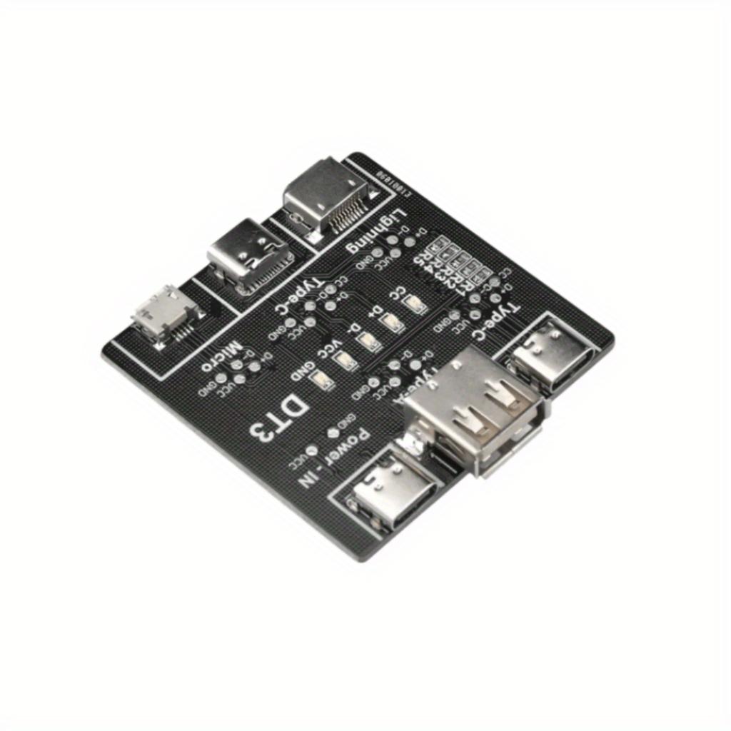 DT3 Compact USB Cable Test Board, Fast Tester For IOS Android Type-C Cable, Portable PCB Module With Protection, Switch And Indicator Light