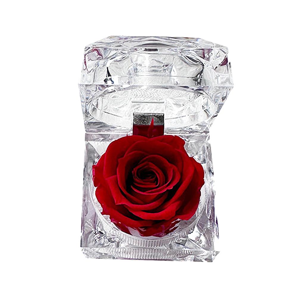 Rose Evig Blomst Akryl Gjennomsiktig Smykkeskrin Gaver Fest Utstillingsboks Bryllupsinnpakning V H2U2