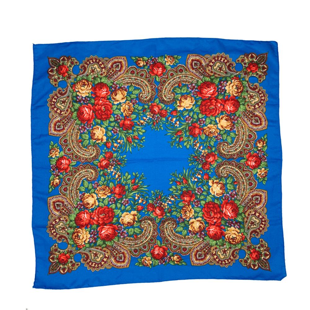 70*70Cm Luxury Floral Print Bandana Shawl Russian Style Square Scarf Female Headband Scarves Handkerchief Babushka Head Wraps