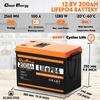 Cloudenergy 12V 200Ah LiFePO4 Akku-Pack Notstrom, 2560Wh Energie, 6000+ Zyklen, Eingebautes 100A BMS