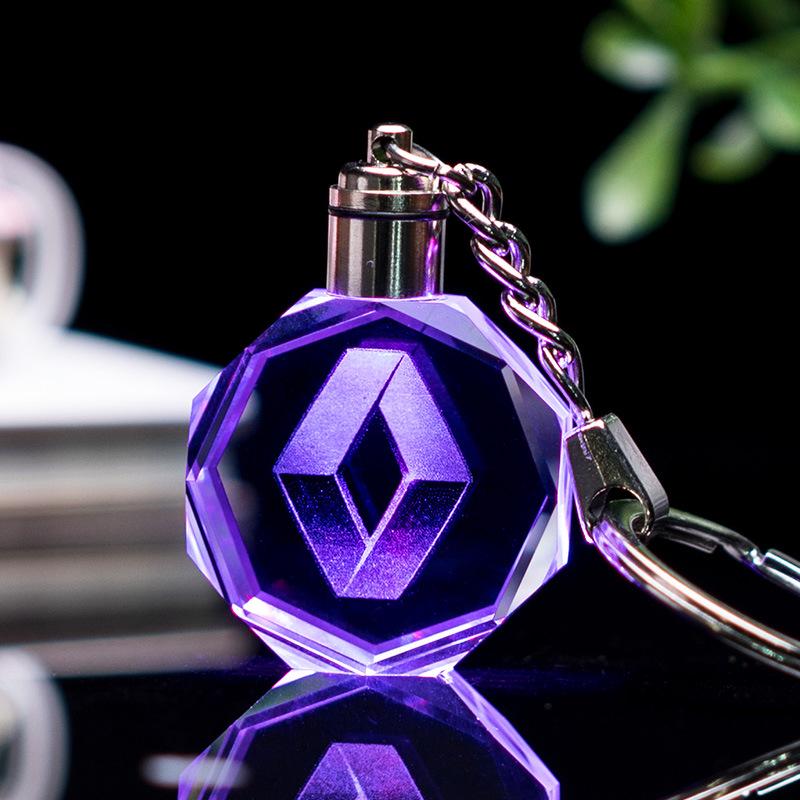 Portachiavi Luminoso in Cristallo a Forma di Cuore - Ciondolo Souvenir Colorato con Logo