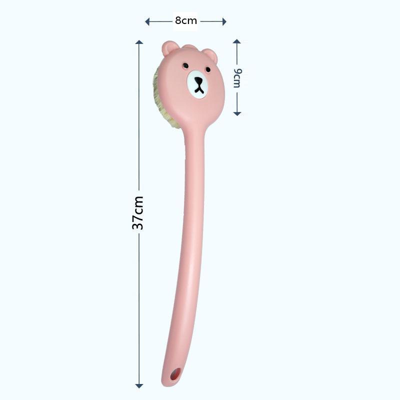 Cute Bear Bath Brush Long Handle Soft Bristle Quick Dry Back Scrubber for Bathroom Shower Exfoliation Use
